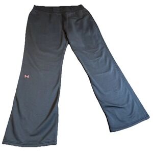 Under Armour Womens XL Black Yoga Pants Bootcut Loose Pink Logo Athletic